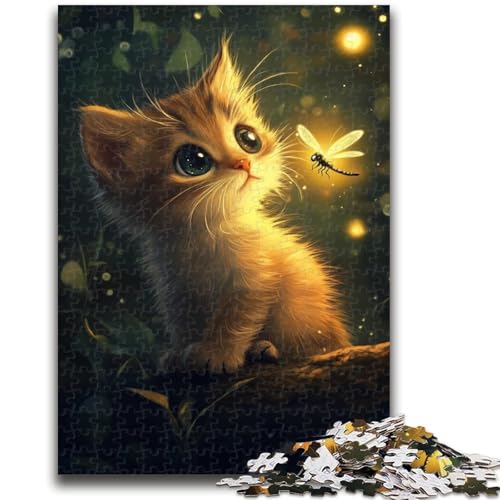 Puzzle für Teenager, Libelle und Katze, 1000 Teile, anspruchsvolles Spiel, ganze Familie (38x26cm) von GKJPOXZJ