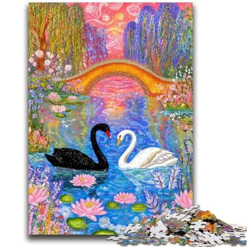 Puzzle für Teenager, Schwarz-Weiß-Schwan, 1000 Teile, anspruchsvolles Spiel, ganze Familie (38x26cm) von GKJPOXZJ