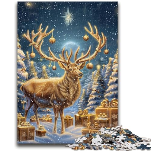 Puzzle für Teenager, Weihnachtshirsch, 1000 Teile, anspruchsvolles Spiel, ganze Familie (38x26cm) von GKJPOXZJ
