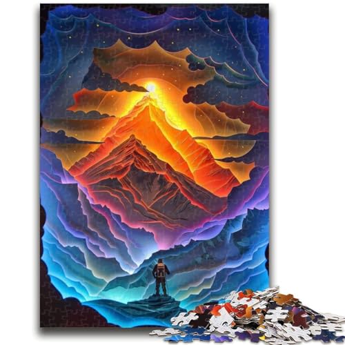 Puzzle für Teenager, farbenfrohe, wunderschöne Berge, 1000 Teile für Erwachsene, Familienunterhaltungsspielzeug mit passendem Poster und Quizblatt, (38x26cm) von GKJPOXZJ