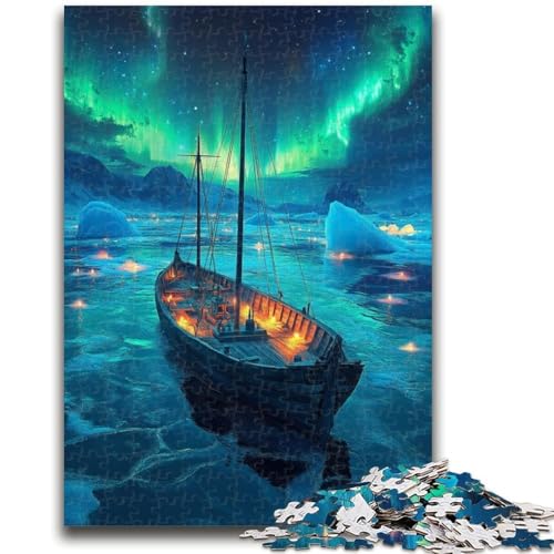 Puzzle mit 1000 Teilen für Erwachsene, „Segeln unter der Aurora“, 1000 Teile für Teenager, lustige Spiele, Wanddekoration, einzigartige Geburtstags (50x75cm) von GKJPOXZJ