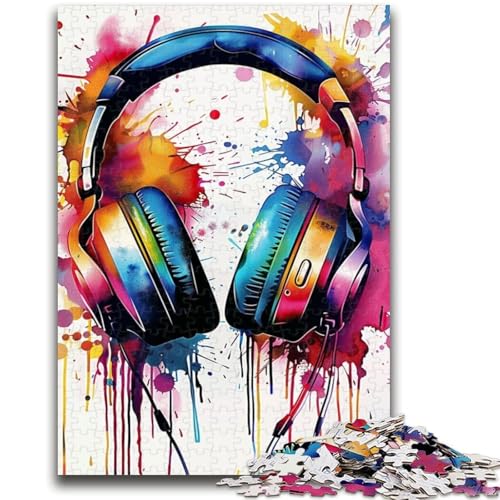 Puzzle mit 1000 Teilen für Erwachsene, Aquarell-Kopfhörer, Puzzles für Teenager, lustige Spiele, jedes Teil ist einzigartig – anspruchsvolles Familienspiel (50x75cm) von GKJPOXZJ