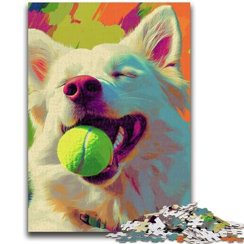 Puzzle mit 1000 Teilen für Erwachsene, Geschenke, Samojede spielt Tennis, 1000 Teile für Teenager, perfekt für Spieleabende, buntes Spielzeug als Geschenk für zu Hause (75x50cm) von GKJPOXZJ