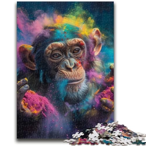 Puzzle mit 1000 Teilen für Erwachsene, Geschenke, Schimpanse mit Sonnenbrille, 1000-teiliges Puzzle, Stressabbau, Staycation, Zeitvertreib, Eltern-Kind-Interaktion (75x50cm) von GKJPOXZJ