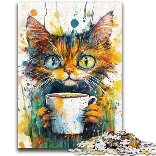 Puzzle mit 1000 Teilen für Erwachsene, Geschenke für Erwachsene, Katze trinkt Kaffee, Puzzles für Erwachsene, Stressabbau, Urlaub zu Hause, Zeit totschlagen, Liebe zwischen Paaren stärken (38x26cm) Puzzle mit 1000 Teilen für Erwachsene, Geschenke für Erwachsene, Katze trinkt Kaffee, Puzzles für Erwachsene, Stressabbau, Urlaub zu Hause, Zeit totschlagen, Liebe zwischen Paaren stärken (38x26cm) von GKJPOXZJ
