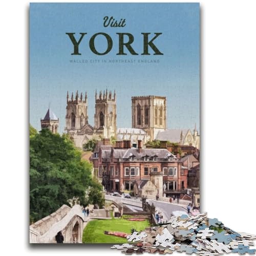 Puzzle mit 1000 Teilen für Erwachsene, Visit York, 1000 Teile für Teenager, Quizspiel, Wanddekoration, einzigartige Geburtstags (26x38cm) von GKJPOXZJ