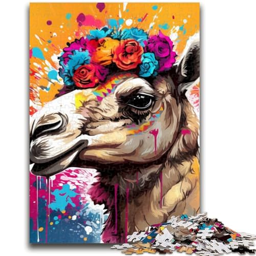Puzzle mit 1000 Teilen für Erwachsene und Jugendliche, Kamel mit Blumen, 1000-teiliges Puzzle, Lernspiel für Geburtstag, Weihnachten, ab 14 Jahren (50x75cm) von GKJPOXZJ