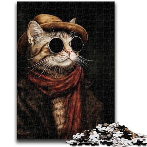 Puzzle mit 1000 Teilen für Erwachsene und Jugendliche Kunst-Katzen-Puzzles für Teenager, zum Zeitvertreib zu Hause mit vollständig ineinandergreifenden, zufällig geformten Teilen (26x38cm) von GKJPOXZJ