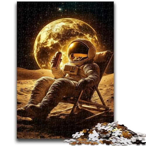 Puzzle mit 1000 Teilen für Teenager, Astronaut sitzt auf dem Mond, Teenager-Puzzle, Quizspiel, Wanddekoration, einzigartige Geburtstags (38x26cm) von GKJPOXZJ