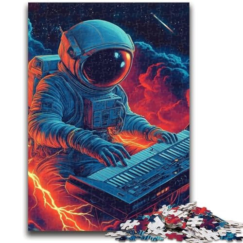 Puzzle mit 1000 Teilen für Teenager, Astronaut spielt Musik, 1000-teiliges Puzzle mit passendem Poster und Quizblatt, für Kinder ab 14 Jahren (75x50cm) von GKJPOXZJ