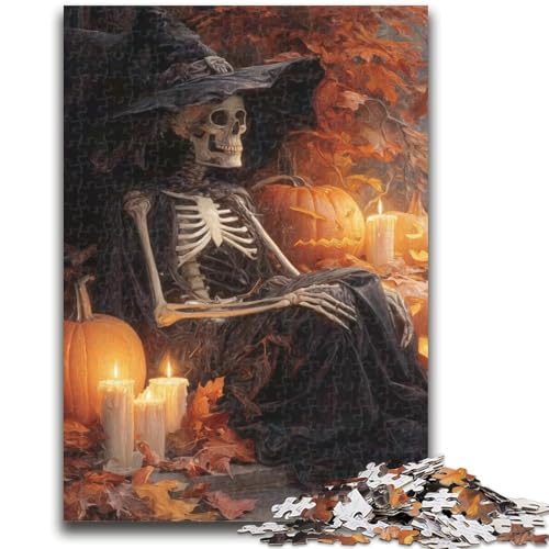 Puzzle mit 1000 Teilen für Teenager, Halloween- und Skelett-Puzzle, Zeitvertreib zu Hause mit passendem Poster und Quizblatt (50x75cm) von GKJPOXZJ