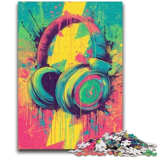 Puzzle mit 1000 Teilen für Teenager, Kopfhörer, 1000-teiliges Puzzle, Lernspiele, Heimdekoration, Geburtstagsgeschenk, Geschenke, Wandkunst (75x50cm) von GKJPOXZJ