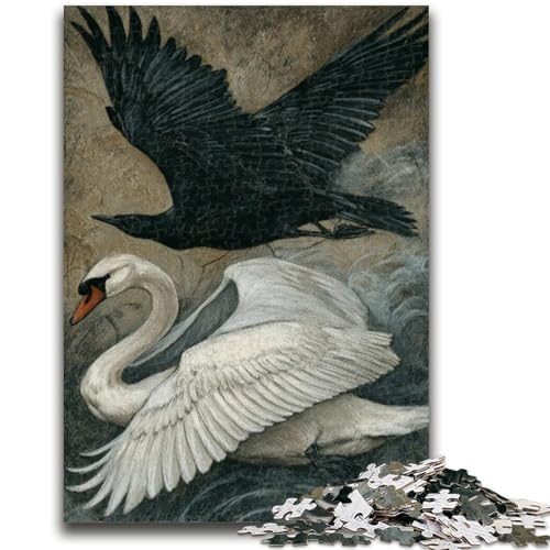 Puzzle mit 1000 Teilen für Teenager, Krähen und Schwäne, 1000-teiliges Puzzle, Lernspiele, Heimdekoration, Geburtstagsgeschenk, Geschenke, Wandkunst (38x26cm) von GKJPOXZJ