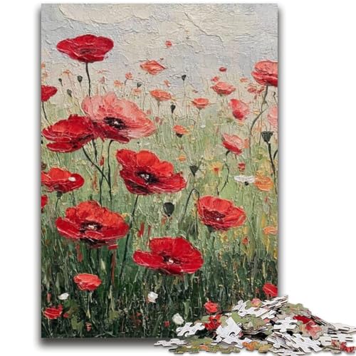Puzzle mit 1000 Teilen für Teenager, Mohnblumen-Ölgemälde, 1000-teiliges Puzzle, Lernspiele, Heimdekoration, Geburtstagsgeschenk, Geschenke, Wandkunst (75x50cm) von GKJPOXZJ