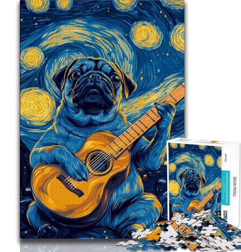 Puzzle mit 1000 Teilen für Teenager, Mops spielt Gitarre, anspruchsvolles Spiel und Lernspiel für die ganze Familie zum Geburtstag, Weihnachten, 75x50cm Puzzle mit 1000 Teilen für Teenager, Mops spielt Gitarre, anspruchsvolles Spiel und Lernspiel für die ganze Familie zum Geburtstag, Weihnachten, 75x50cm von GKJPOXZJ