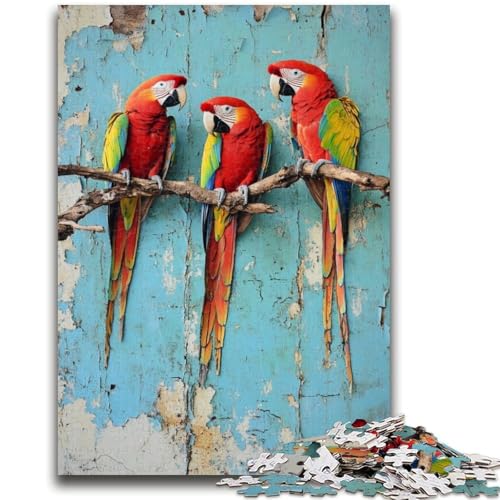 Puzzle mit 1000 Teilen für Teenager, Papageien-Ölgemälde, 1000-teiliges Puzzle, Lernspiele, Heimdekoration, Geburtstagsgeschenk, Geschenke, Wandkunst (75x50cm) von GKJPOXZJ