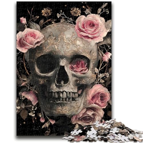 Puzzle mit 1000 Teilen für Teenager, Rosenschädel, 1000-teiliges Puzzle, Lernspiele, Heimdekoration, Geburtstagsgeschenk, Geschenke, Wandkunst (75x50cm) von GKJPOXZJ
