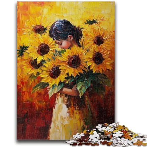 Puzzle mit 1000 Teilen für Teenager, Sonnenblumen in Einer Vase, Teenager-Puzzle, Quizspiel, Wanddekoration, einzigartige Geburtstags (38x26cm) von GKJPOXZJ
