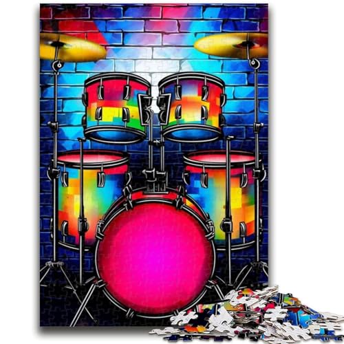 Puzzles für Erwachsene, 1000 Bunte Neon-Graffiti-Schlagzeug-Puzzles für Erwachsene, Lernpuzzle, ganze Familie (75x50cm) von GKJPOXZJ