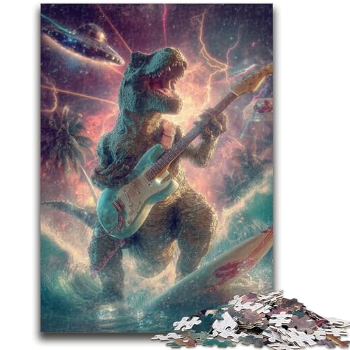 Puzzles für Erwachsene, 1000 Dinosaurier, die Gitarre Spielen, Lernspiele, Heimdekoration, geeignet für die Schreibtischdekoration (50x75cm) von GKJPOXZJ