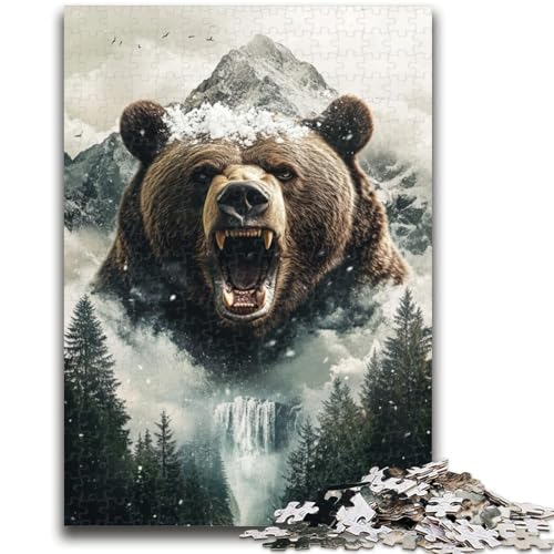Puzzles für Erwachsene, 1000 Puzzles mit Waldbraunbär-Landschaft, Lernspiele, Heimdekoration, geeignet für die Schreibtischdekoration (50x75cm) von GKJPOXZJ