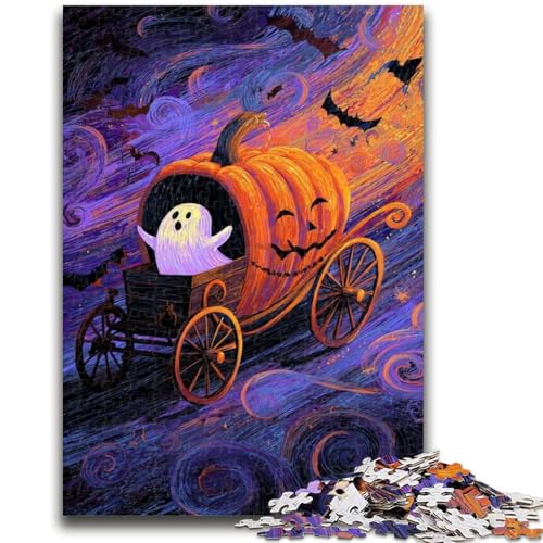 Puzzles für Erwachsene, Halloween-Kürbiskutsche, Teenager-Puzzles, anspruchsvolle Familienaktivitätsspiele, DIY-Spielzeug für Heimwanddekorationsgeschenke (75x50cm) von GKJPOXZJ