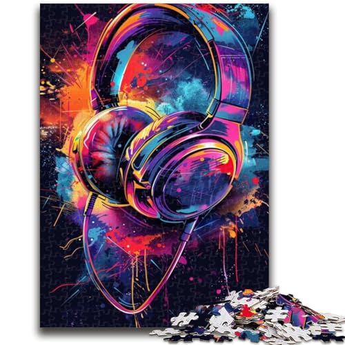 Puzzles für Erwachsene, Kopfhörer, Bunte Splash-Art-Puzzles für Erwachsene, lehrreich ganze Familie (50x75cm) von GKJPOXZJ