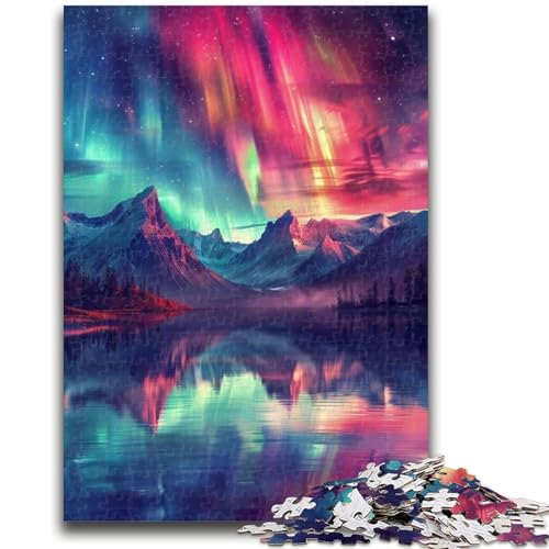 Puzzles für Erwachsene Mountain Aurora Puzzles für Teenager, Lernspielzeug, ganze Familie (75x50cm) von GKJPOXZJ