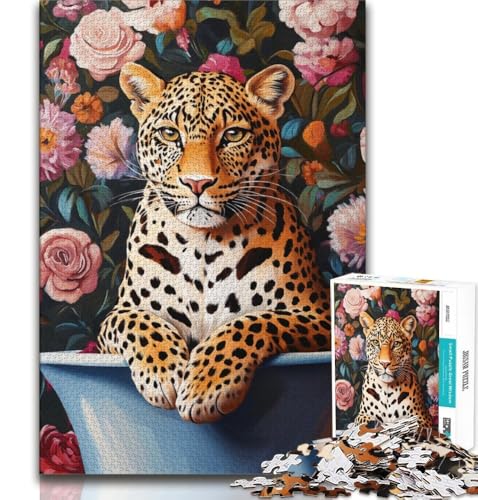Puzzles für Erwachsene und Jugendliche, 1000 Teile, Leopard, anspruchsvoll zu vervollständigen, Aber lustig und humorvoll, Geburtstagsgeschenk, Geschenke, Wandkunst, 75x50cm von GKJPOXZJ
