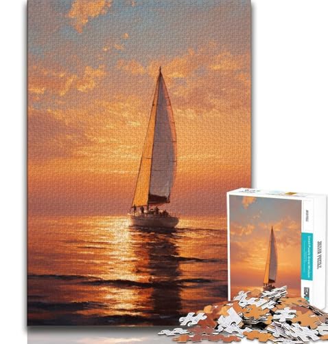 Puzzles für Erwachsene und Jugendliche, 1000 Teile, Segelboot-Ölgemälde, Lernspiele, Heimdekoration, Lernspiel für Geburtstag, Weihnachten, 38x26cm von GKJPOXZJ