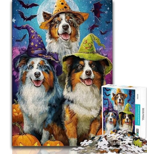 Puzzles für Erwachsene und Jugendliche, 1000-teiliges Puzzle, Halloween-Hund, Stressabbau, schwierige Herausforderung, ganze Familie, 38x26cm Puzzles für Erwachsene und Jugendliche, 1000-teiliges Puzzle, Halloween-Hund, Stressabbau, schwierige Herausforderung, ganze Familie, 38x26cm von GKJPOXZJ