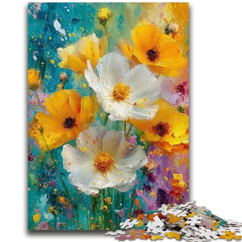 Puzzles für Erwachsene und Jugendliche, Blumen in Einer Vase malen, Puzzle für Erwachsene, Herausforderung der Gehirnintelligenz, süchtig machendes Spielzeug für die Heimdekoration (75x50cm) von GKJPOXZJ