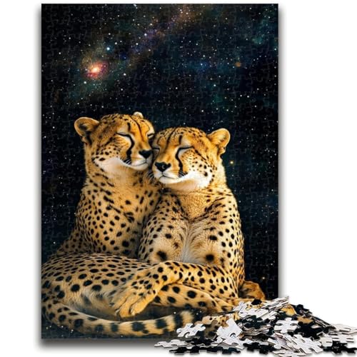 Puzzles für Erwachsene und Jugendliche, Galaxy Cheetah Jigsaw, Lernspiele, Heimdekoration, geeignet für die Schreibtischdekoration (38x26cm) von GKJPOXZJ