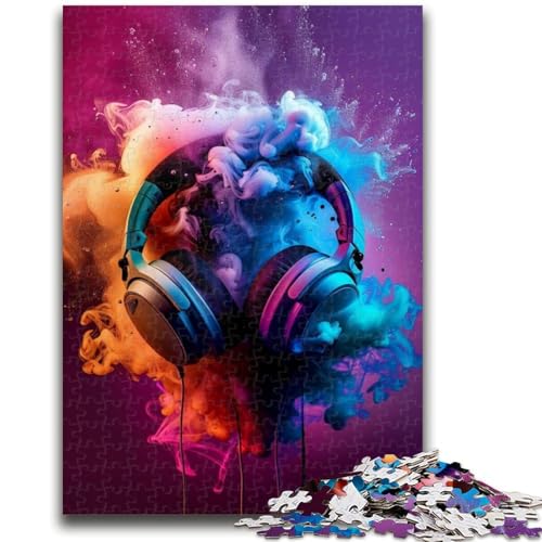 Puzzles für Erwachsene und Jugendliche, Moderne, farbenfrohe Splash-Kopfhörer-Puzzles für Erwachsene, anspruchsvolles Spiel für die ganze Familie, für Frauen, Geschenke für Männer (26x38cm) von GKJPOXZJ