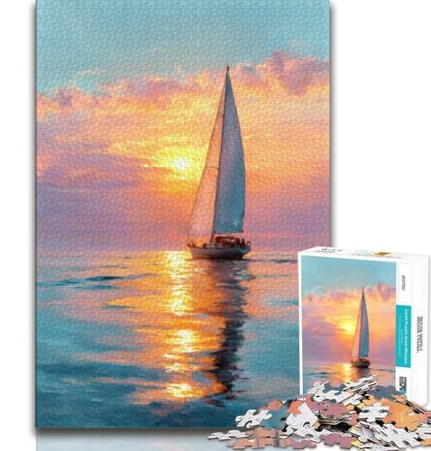 Puzzles für Erwachsene und Jugendliche, Ölgemälde eines Bootes bei Sonnenuntergang, anspruchsvolles Spiel, ganze Familie, 38x26cm Puzzles für Erwachsene und Jugendliche, Ölgemälde eines Bootes bei Sonnenuntergang, anspruchsvolles Spiel, ganze Familie, 38x26cm von GKJPOXZJ