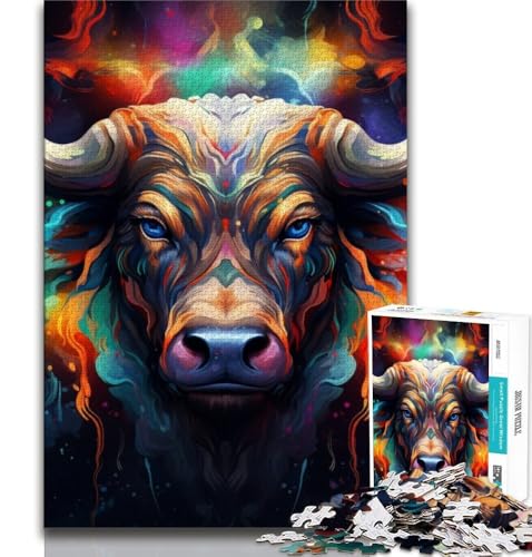 Puzzles für Erwachsene und Jugendliche, Puzzle „Psychedelic Buffalo“, anspruchsvolles Spiel, ganze Familie, 38x26cm von GKJPOXZJ
