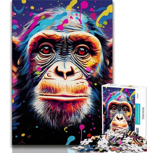 Puzzles für Erwachsene und Jugendliche, Puzzle „Psychedelic Monkey“, anspruchsvolles Spiel, ganze Familie, 38x26cm von GKJPOXZJ
