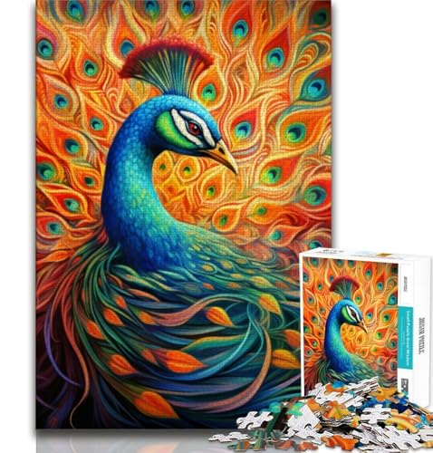 Puzzles für Erwachsene und Jugendliche, Puzzle „Psychedelischer Pfau“, anspruchsvolles Spiel, ganze Familie, 38x26cm von GKJPOXZJ
