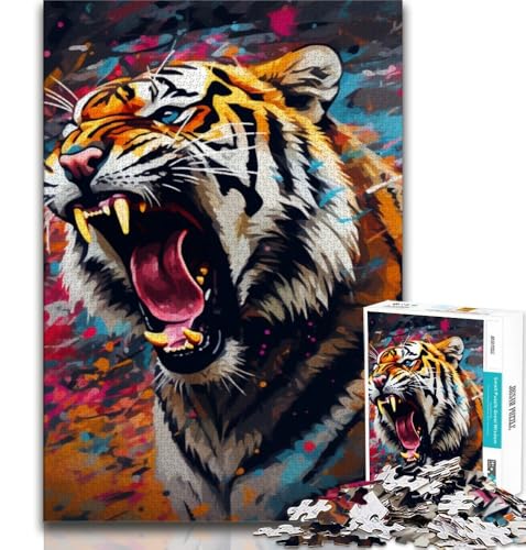 Puzzles für Erwachsene und Jugendliche, Puzzle „Psychedelischer Tiertiger“, anspruchsvolles Spiel, ganze Familie, 38x26cm von GKJPOXZJ