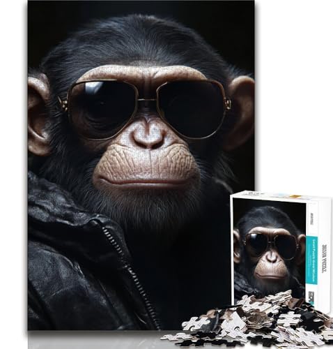 Puzzles für Erwachsene und Jugendliche, Puzzle „Schimpanse mit Sonnenbrille“, anspruchsvolles Spiel, ganze Familie, 38x26cm Puzzles für Erwachsene und Jugendliche, Puzzle „Schimpanse mit Sonnenbrille“, anspruchsvolles Spiel, ganze Familie, 38x26cm von GKJPOXZJ