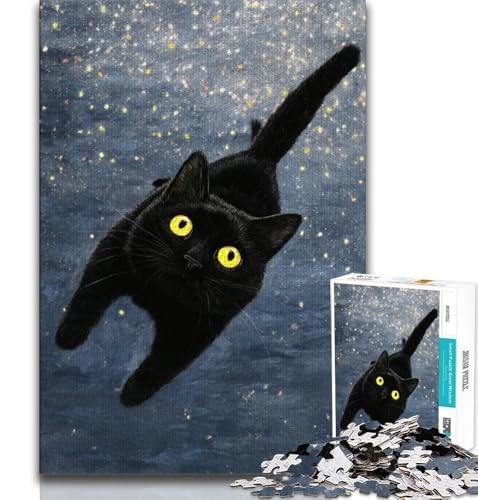 Puzzles für Erwachsene und Jugendliche, Puzzle-Kunst, Schwarze Katze, anspruchsvolles Spiel, ganze Familie, 75x50cm Puzzles für Erwachsene und Jugendliche, Puzzle-Kunst, Schwarze Katze, anspruchsvolles Spiel, ganze Familie, 75x50cm von GKJPOXZJ