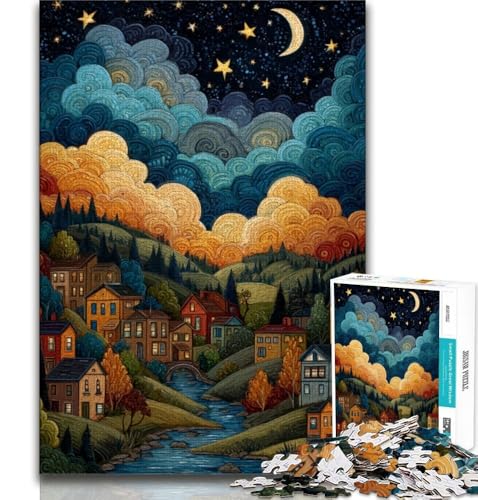 Puzzles für Erwachsene und Jugendliche, Puzzledorf unter dem Nachthimmel, anspruchsvolles Spiel und Lernspiel für die ganze Familie zum Geburtstag, Weihnachten, 38x26cm Puzzles für Erwachsene und Jugendliche, Puzzledorf unter dem Nachthimmel, anspruchsvolles Spiel und Lernspiel für die ganze Familie zum Geburtstag, Weihnachten, 38x26cm von GKJPOXZJ