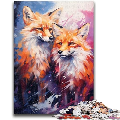 Puzzles für Erwachsene und Jugendliche, Rotfüchse malen, Teenager-Puzzle, Stressabbau, schwierige Herausforderung, einzigartige Heimdekoration und Geschenke, (38x26cm) von GKJPOXZJ