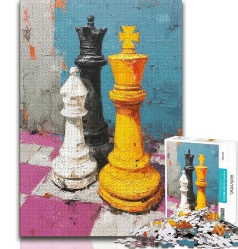 Puzzles für Erwachsene und Jugendliche, Schach-Ölgemälde, Stressabbau, Staycation-Zeitvertreib, mit passendem Poster und Quizblatt, 38x26cm Puzzles für Erwachsene und Jugendliche, Schach-Ölgemälde, Stressabbau, Staycation-Zeitvertreib, mit passendem Poster und Quizblatt, 38x26cm von GKJPOXZJ