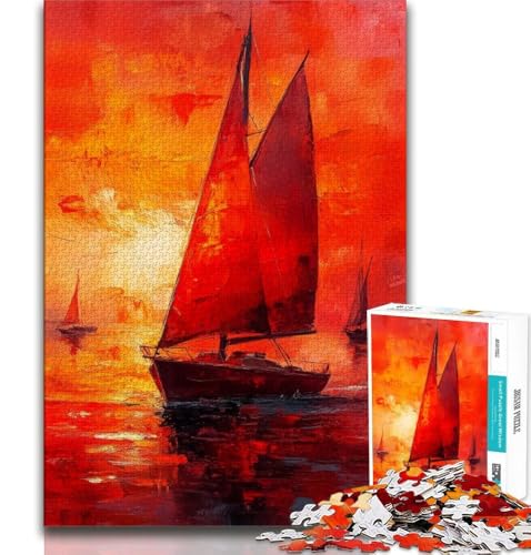 Puzzles für Erwachsene und Jugendliche, Segelboot-Ölgemälde, anspruchsvolles Spiel und Lernspiel für die ganze Familie zum Geburtstag, Weihnachten, 75x50cm von GKJPOXZJ