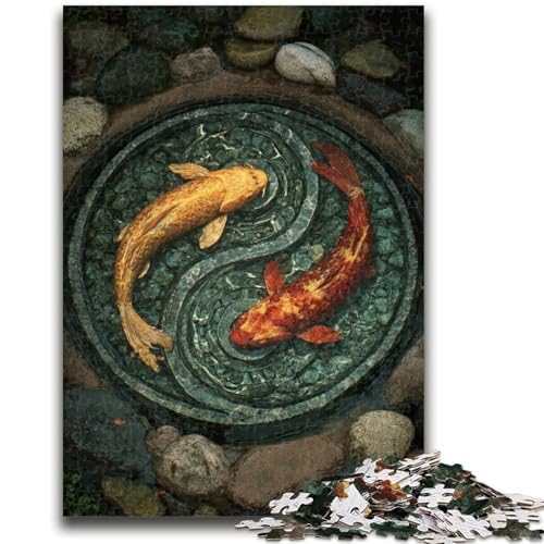 Puzzles für Erwachsene und Jugendliche, Yin Yang Koi Jigsaw, Lernspiele, Heimdekoration, geeignet für die Schreibtischdekoration (50x75cm) von GKJPOXZJ