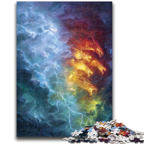 Puzzles für Erwachsene und Jugendliche Fantasy-Puzzles mit fliegendem Drachen für Erwachsene, mit passendem Poster und Quizblatt für Kinder ab 14 Jahren (26x38cm) von GKJPOXZJ
