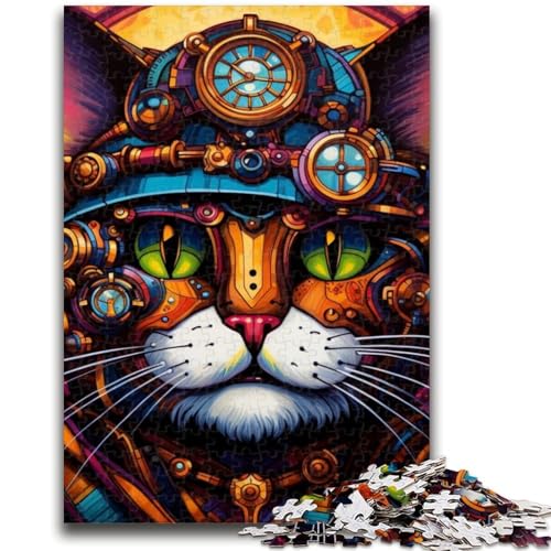 Puzzles für Erwachsene und Jugendliche Futuristische Katzenpuzzles für Erwachsene mit passendem Poster und Quizblatt für Kinder ab 14 Jahren (26x38cm) von GKJPOXZJ
