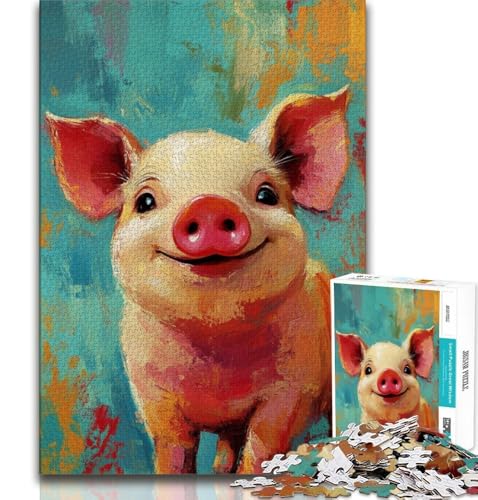Puzzles für Erwachsene und Teenager, 1000 Teile, Puzzle, Schweinebaby, Malen, Stressabbau, schwierige Herausforderung, ganze Familie, 75x50cm von GKJPOXZJ