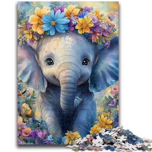 Puzzles für Erwachsene und Teenager, 1000 Teile, süßes Elefantenbaby, Puzzles für Teenager, lustige Spiele, Wanddekoration, einzigartige Geburtstags (75x50cm) von GKJPOXZJ